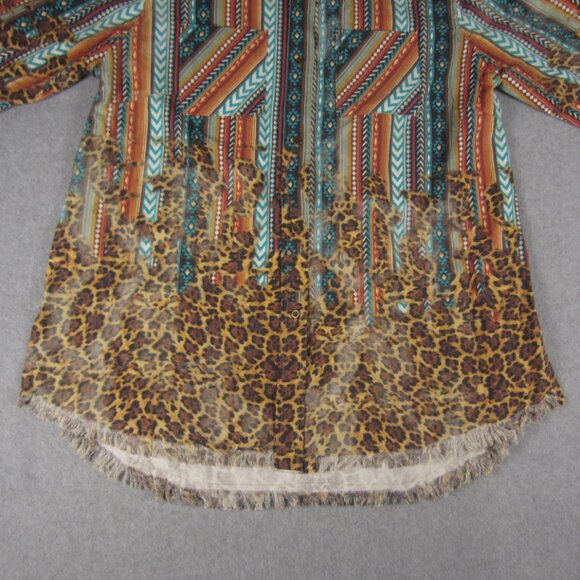One24 Rags Western Shirt Womens XL Boho Fray‎ Aztec - Picture 5 of 14